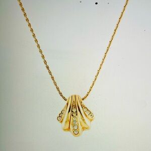 CHRISTIAN DIOR VINTAGE CRYSTAL FLOURISH PENDANT NECKLACE